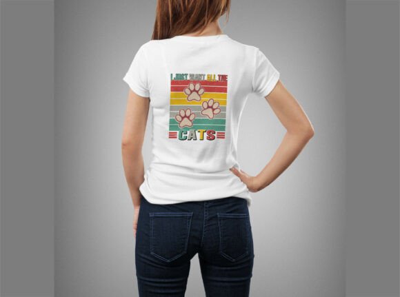 Cat Graphics Design, Colorful Paws Art
