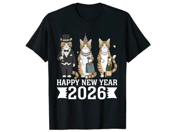 Cat Party New Year 2026 T-Shirt