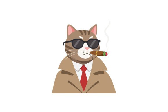 Cat Wearing Sunglasses and a Trench Coat