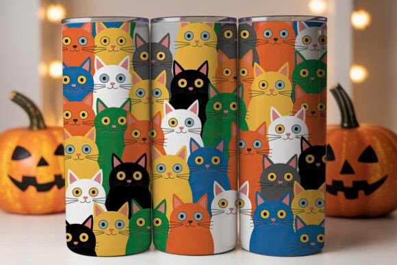 Colorful Cat Faces 20oz Tumbler Wrap