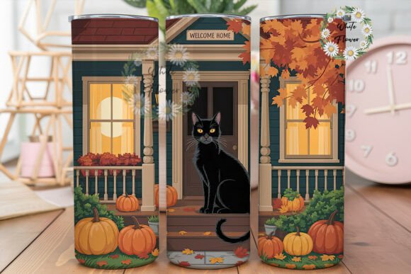 Cozy Halloween Cat 20oz Tumbler Wrap