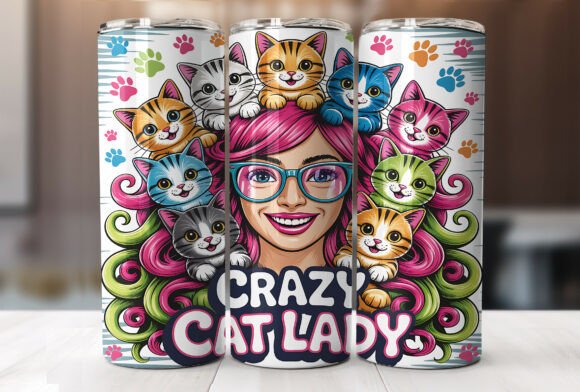 Crazy Cat Lady 20oz Skinny Tumbler Wrap
