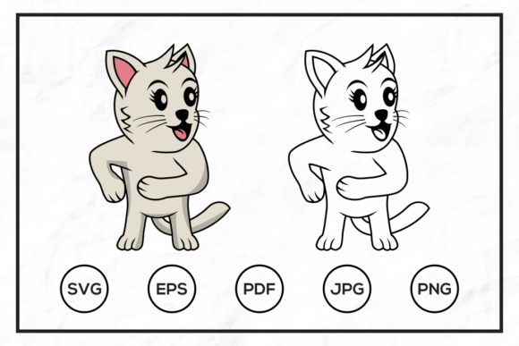 Cute Cat Cartoon Character Illustration