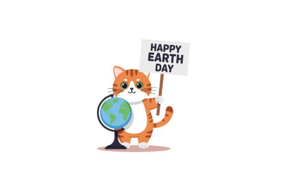 Cute Orange Cat Holding a Sign Celebrati