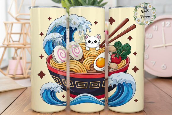 Cute Ramen Cat 20oz Tumbler Wrap