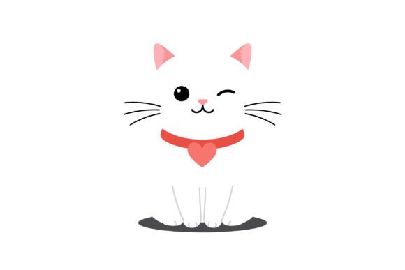 Cute White Cat with a Heart Collar in FL