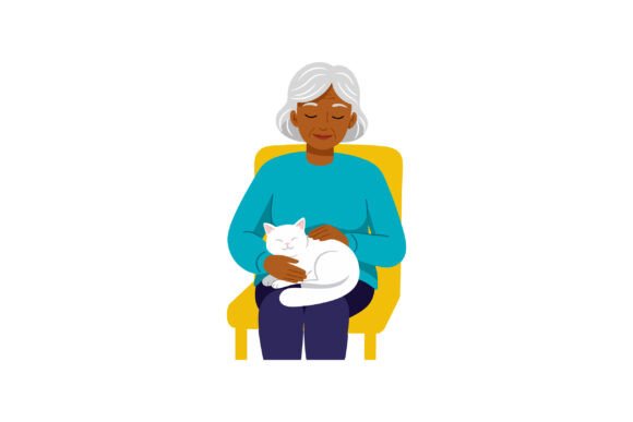 Elderly Woman Sitting on Chair with Whit