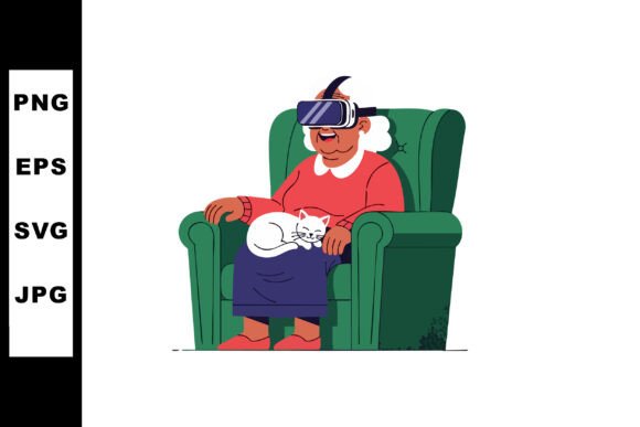 Elderly Woman Wearing Virtual Reality He