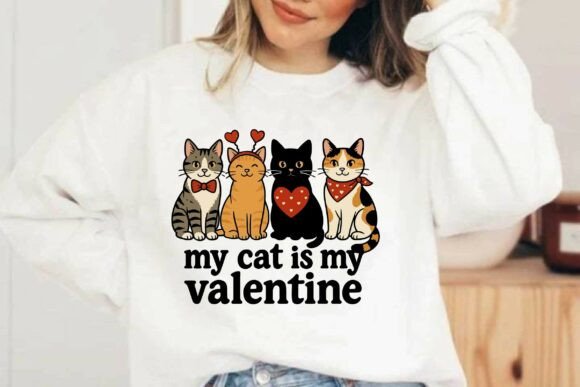 My Cat is My Valentine Coquette Clipart