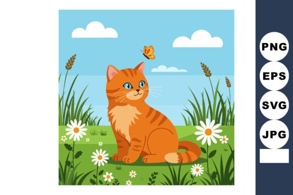 Orange Tabby Cat in Green Grass