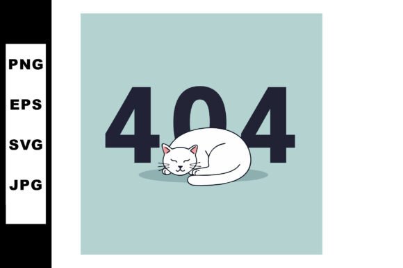 Sleeping White Cat Curled Up with 404 Er